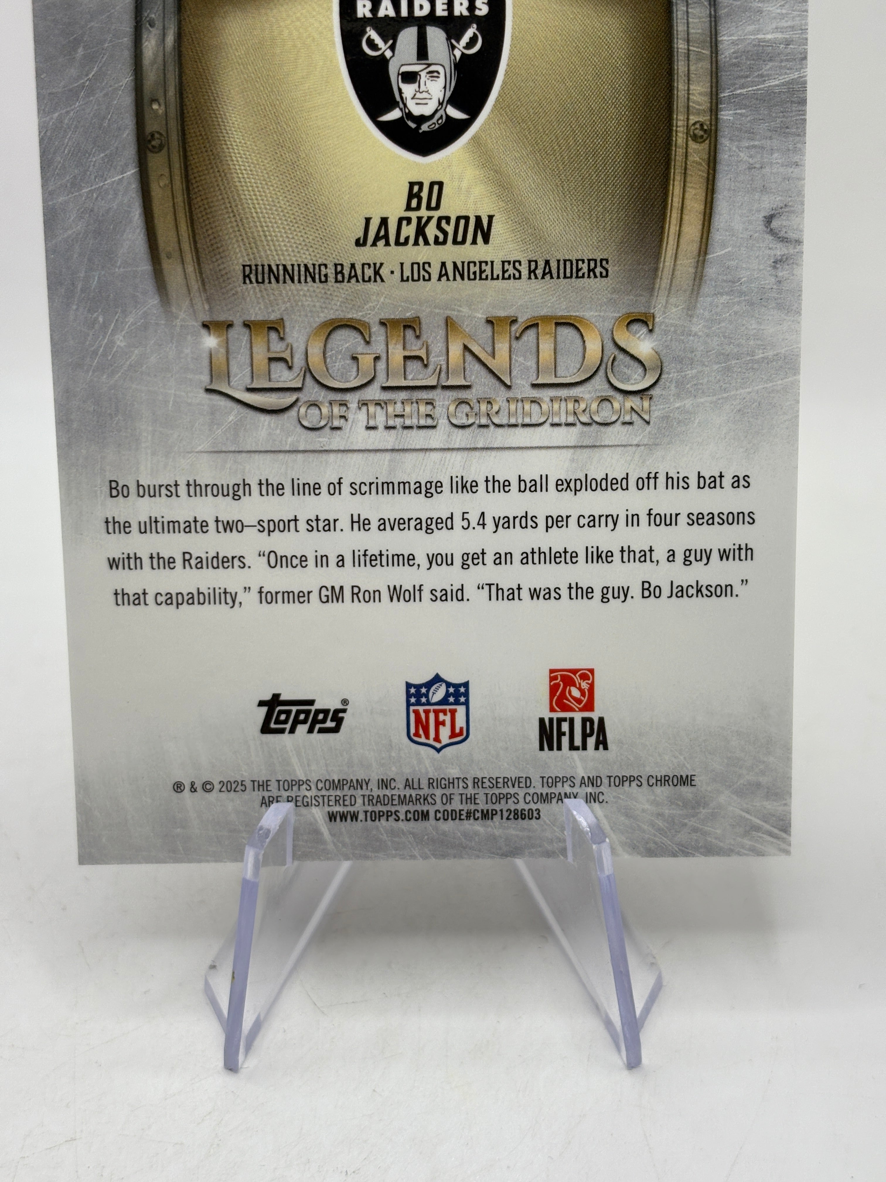 2025 Topps Chrome NFL - Legends Bo Jackson Gold /50, photo 4